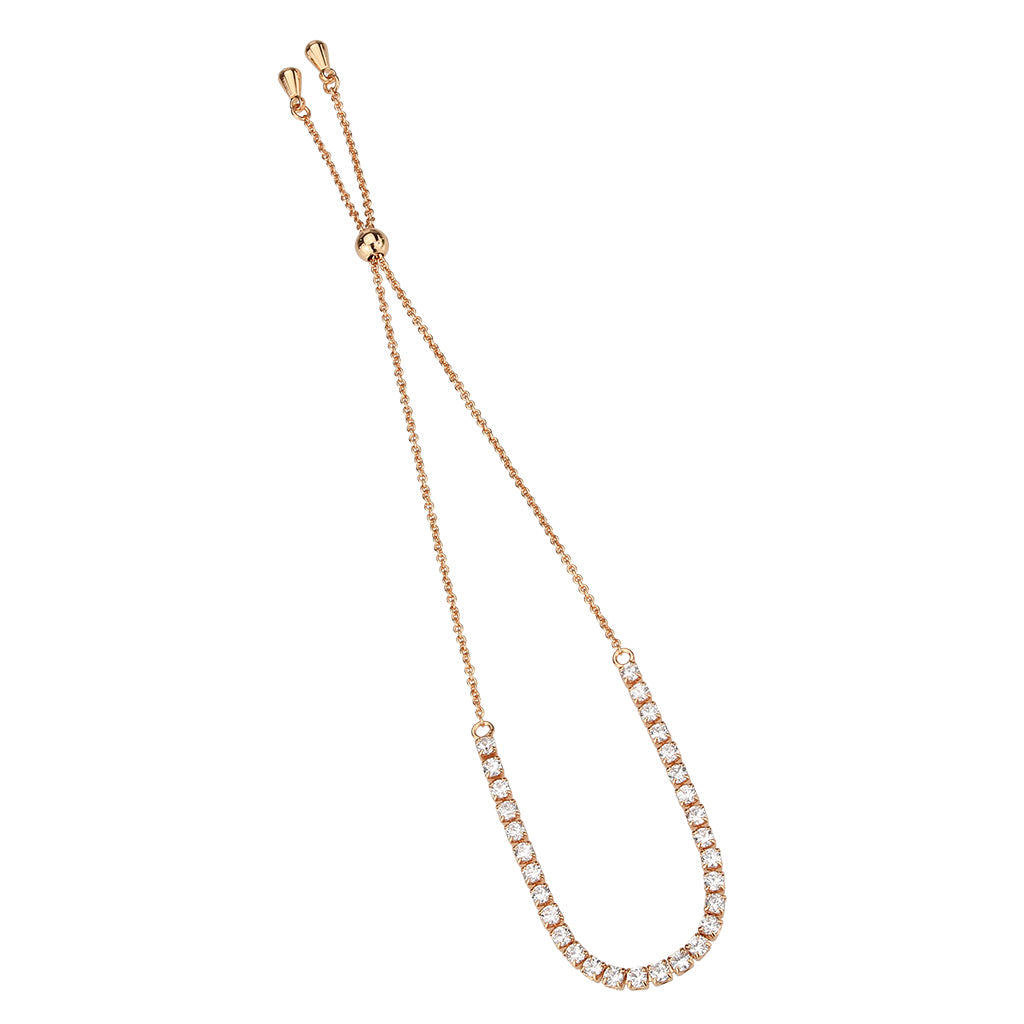 MA3W1645 - Rose Gold Brass Bracelet with AAA Grade CZ in Clear