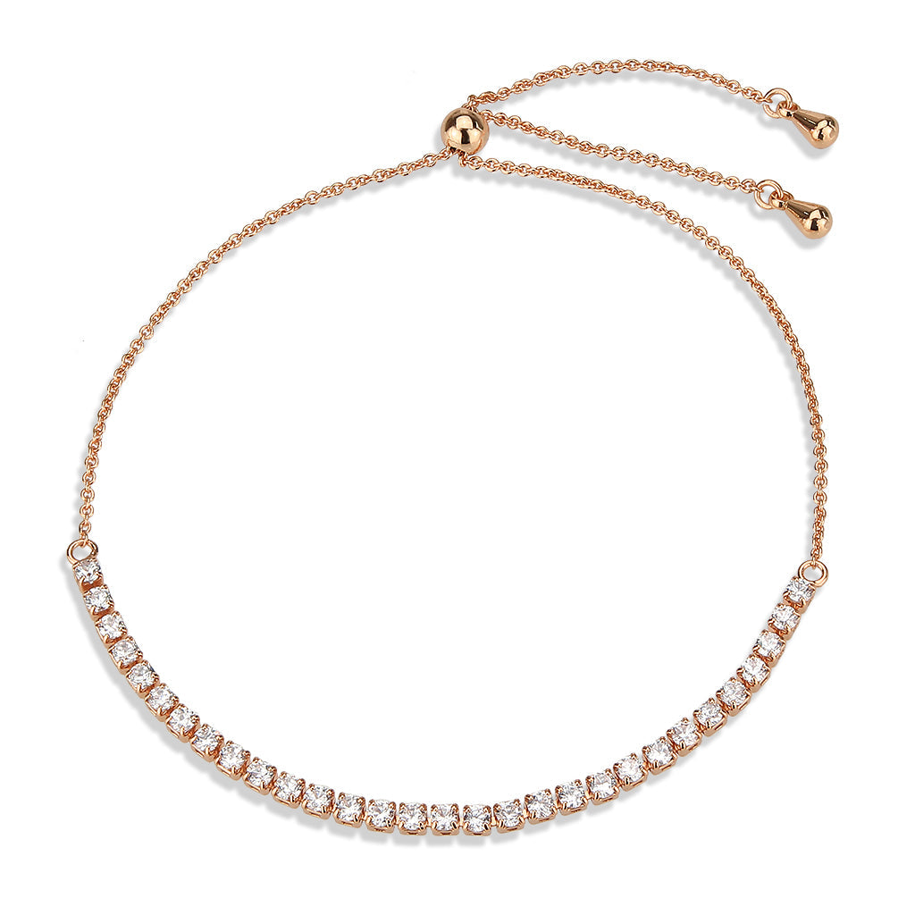 MA3W1645 - Rose Gold Brass Bracelet with AAA Grade CZ in Clear
