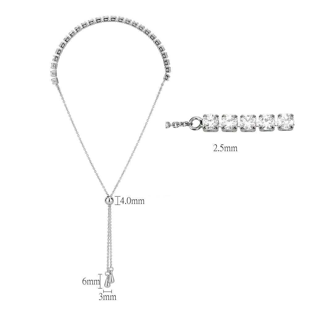 MA3W1646 - Rhodium Brass Bracelet with AAA Grade CZ in Clear