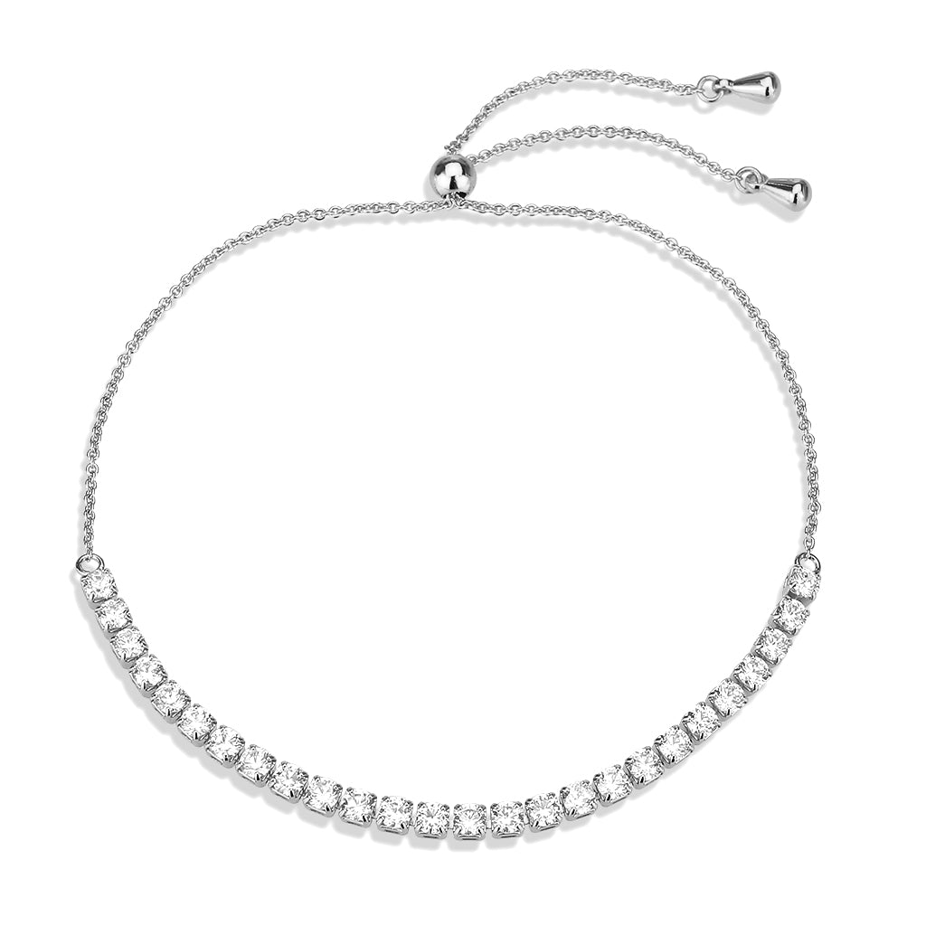 MA3W1646 - Rhodium Brass Bracelet with AAA Grade CZ in Clear