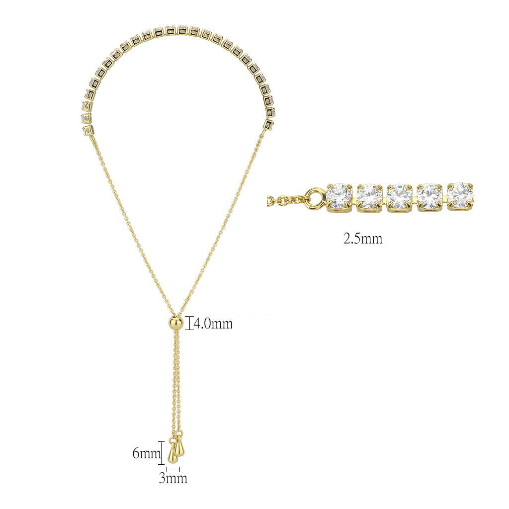 MA3W1647 - Gold Brass Bracelet with AAA Grade CZ in Clear