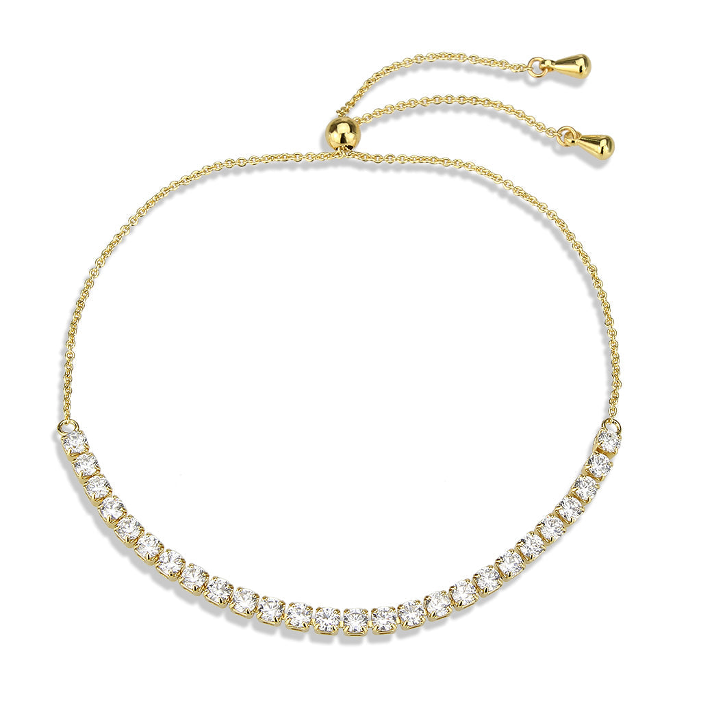 MA3W1647 - Gold Brass Bracelet with AAA Grade CZ in Clear