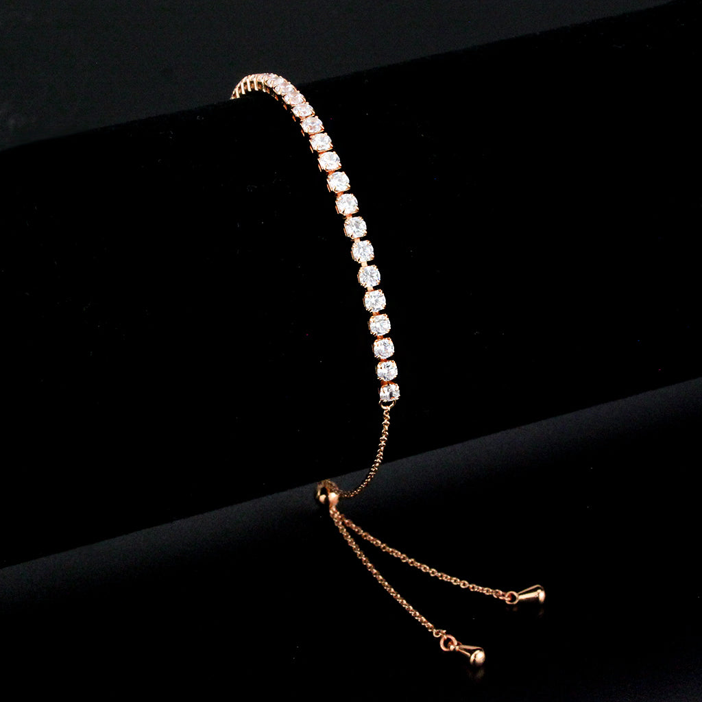 MA3W1648 - Rose Gold Brass Bracelet with AAA Grade CZ in Clear