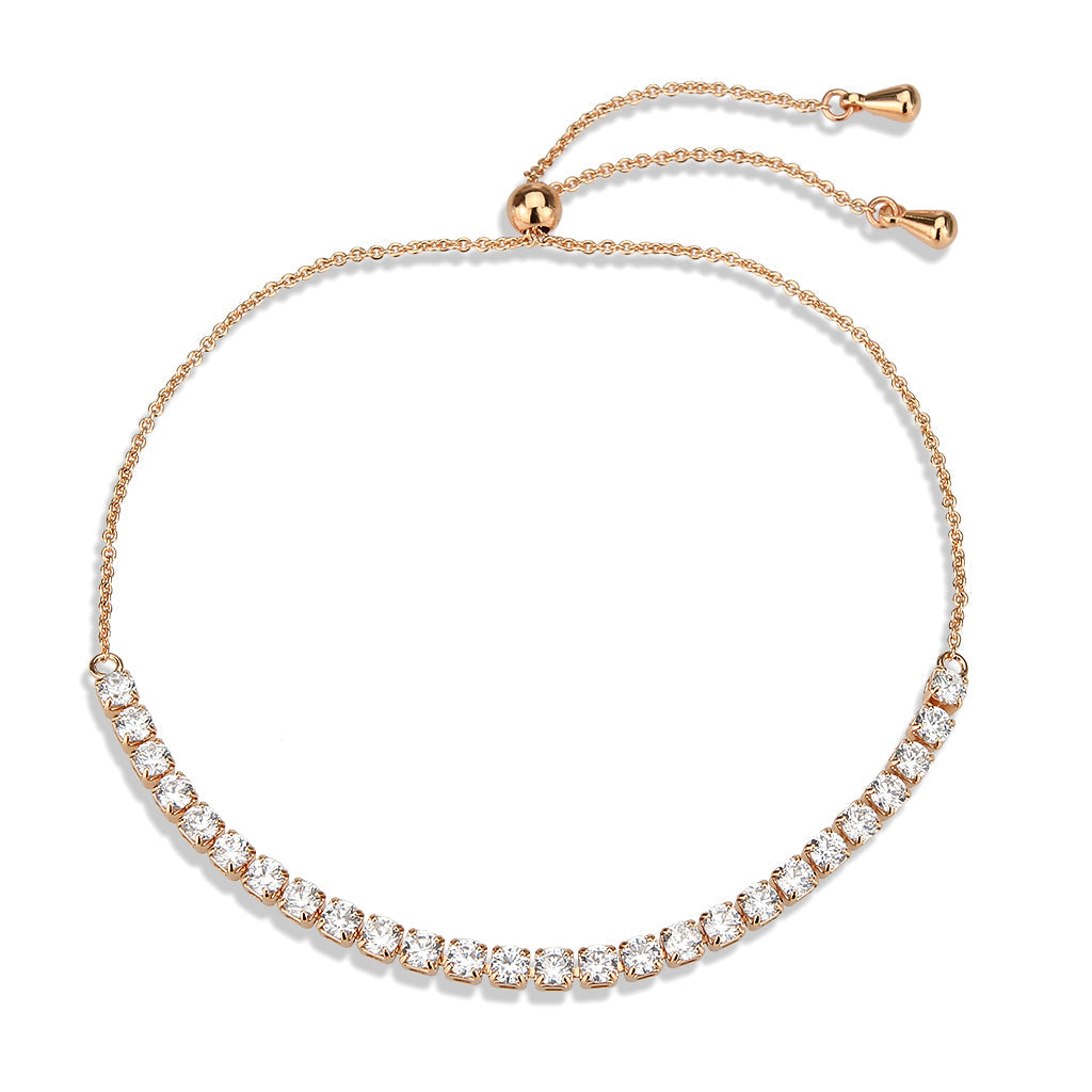 MA3W1648 - Rose Gold Brass Bracelet with AAA Grade CZ in Clear