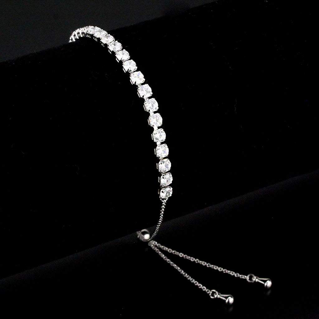 MA3W1649 - Rhodium Brass Bracelet with AAA Grade CZ in Clear
