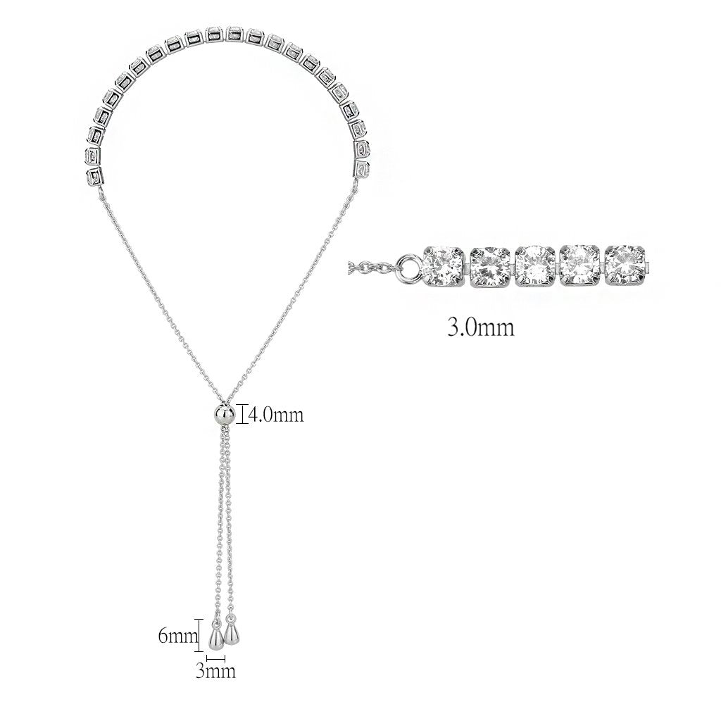 MA3W1649 - Rhodium Brass Bracelet with AAA Grade CZ in Clear
