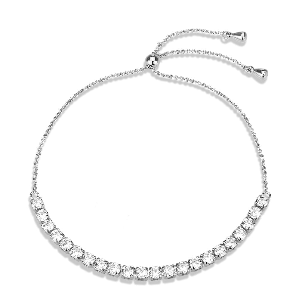 MA3W1649 - Rhodium Brass Bracelet with AAA Grade CZ in Clear