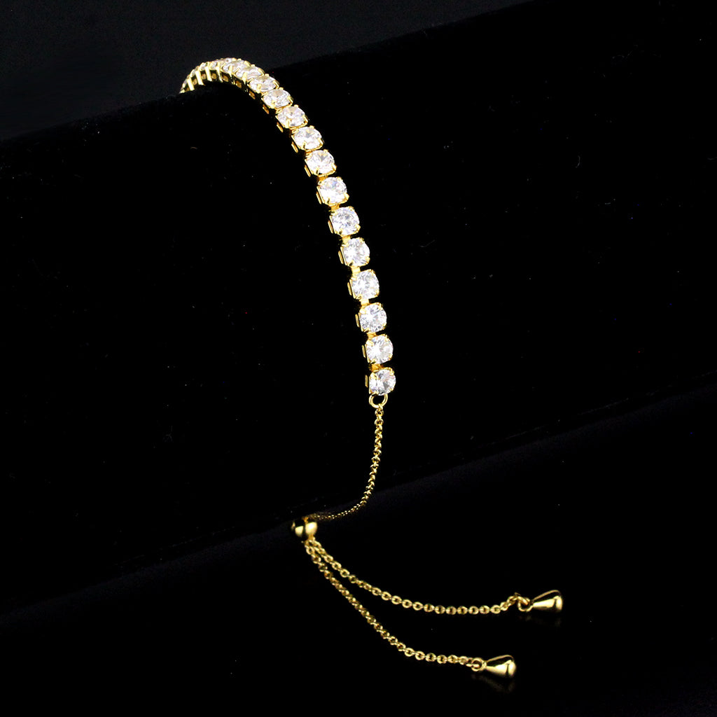 MA3W1650 - Gold Brass Bracelet with AAA Grade CZ in Clear