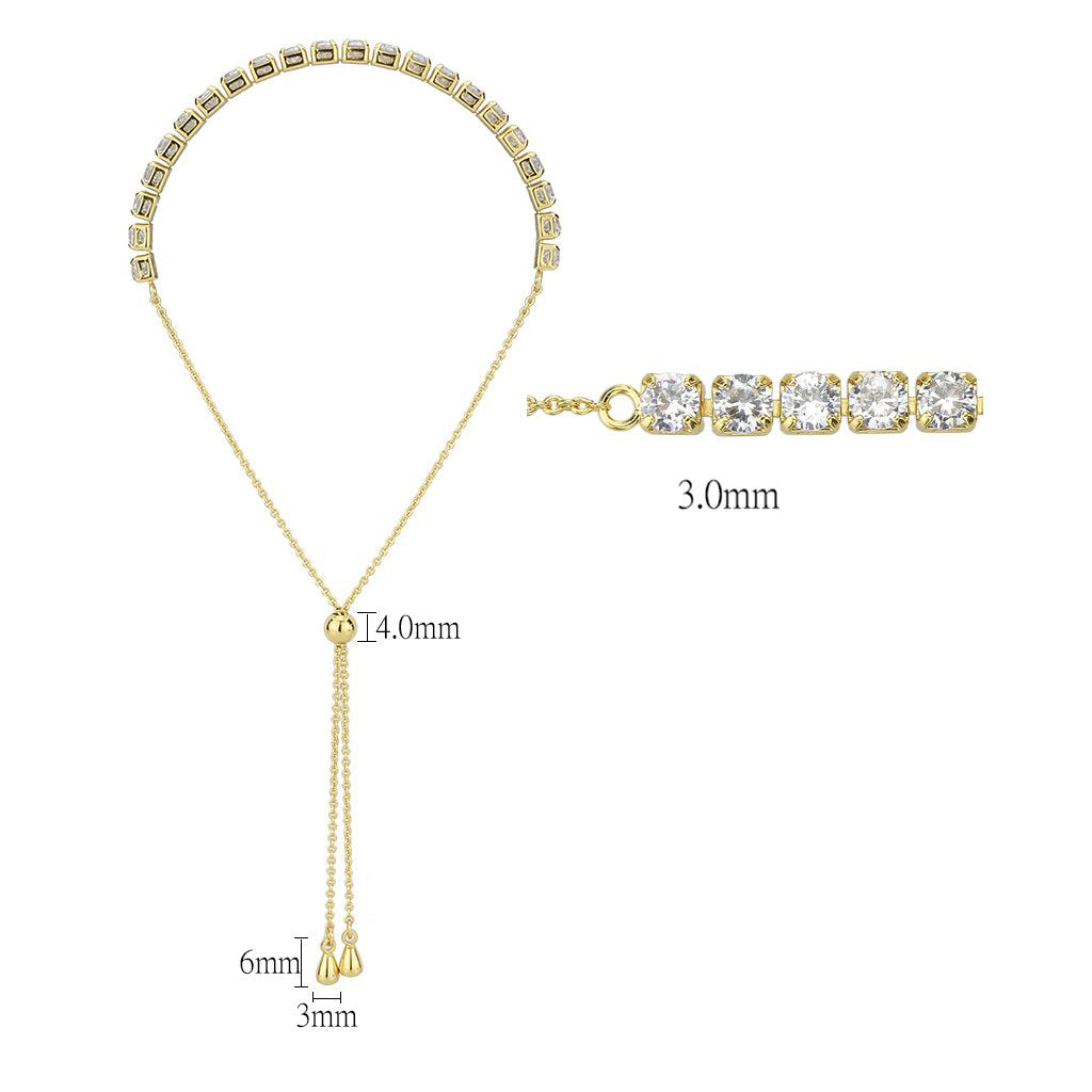 MA3W1650 - Gold Brass Bracelet with AAA Grade CZ in Clear