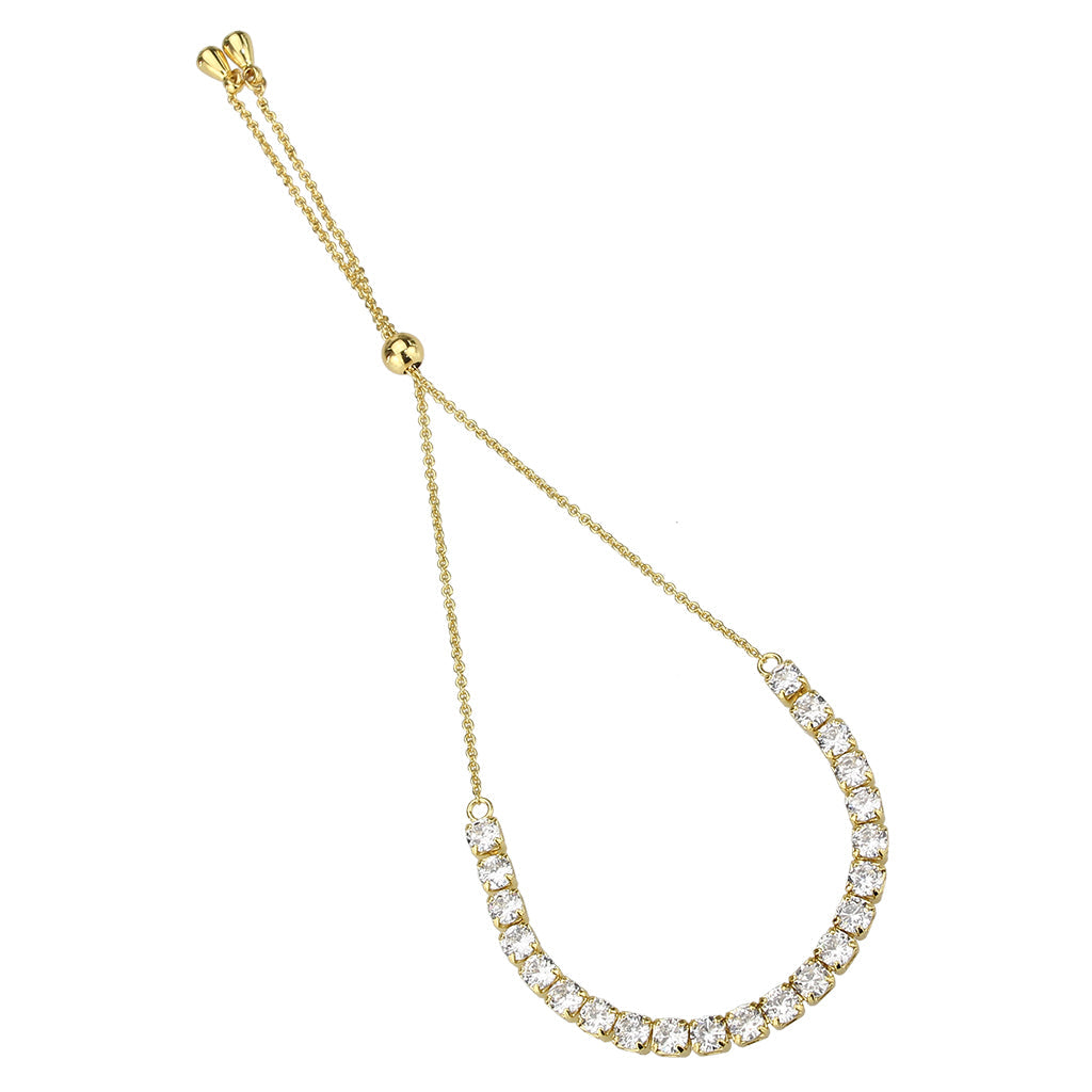 MA3W1650 - Gold Brass Bracelet with AAA Grade CZ in Clear
