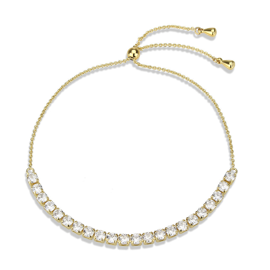 MA3W1650 - Gold Brass Bracelet with AAA Grade CZ in Clear