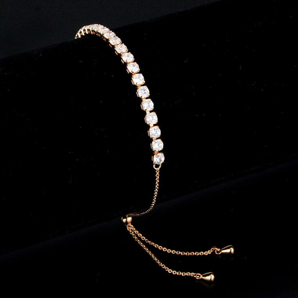 MA3W1651 - Rose Gold Brass Bracelet with AAA Grade CZ in Clear