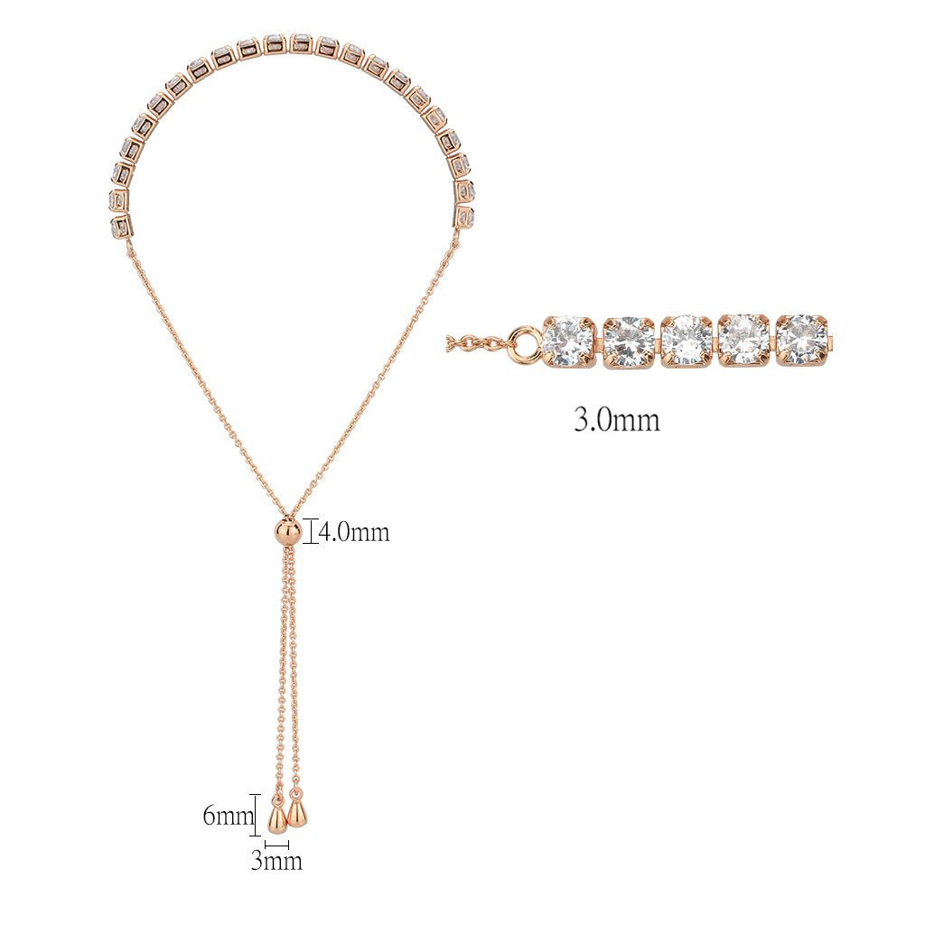 MA3W1651 - Rose Gold Brass Bracelet with AAA Grade CZ in Clear