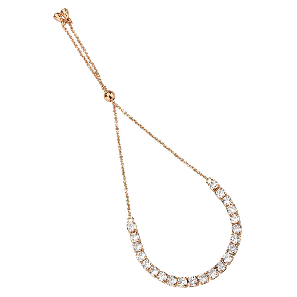 MA3W1651 - Rose Gold Brass Bracelet with AAA Grade CZ in Clear