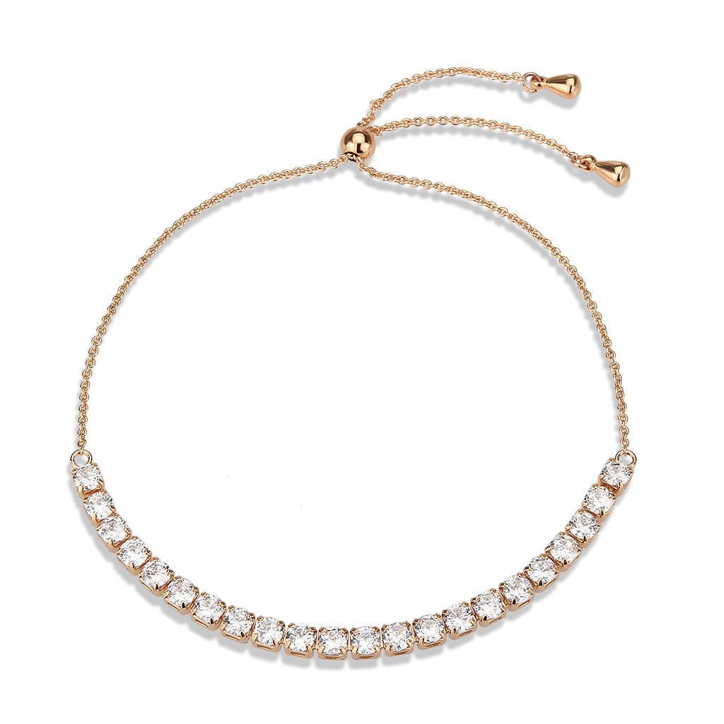 MA3W1651 - Rose Gold Brass Bracelet with AAA Grade CZ in Clear