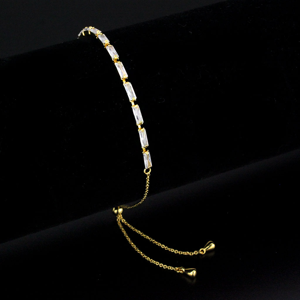 MA3W1653 - Gold Brass Bracelet with AAA Grade CZ in Clear
