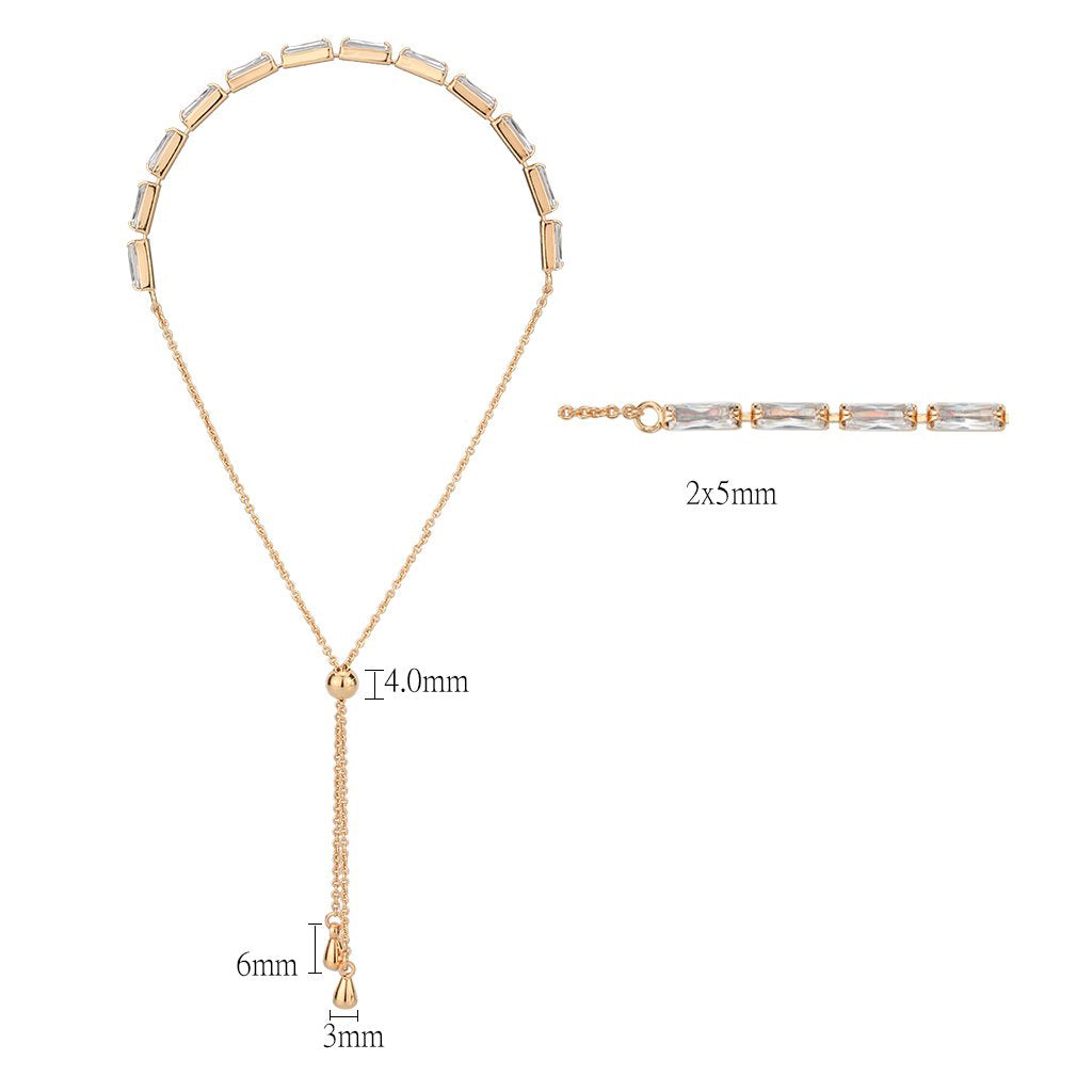 MA3W1654 - Rose Gold Brass Bracelet with AAA Grade CZ in Clear