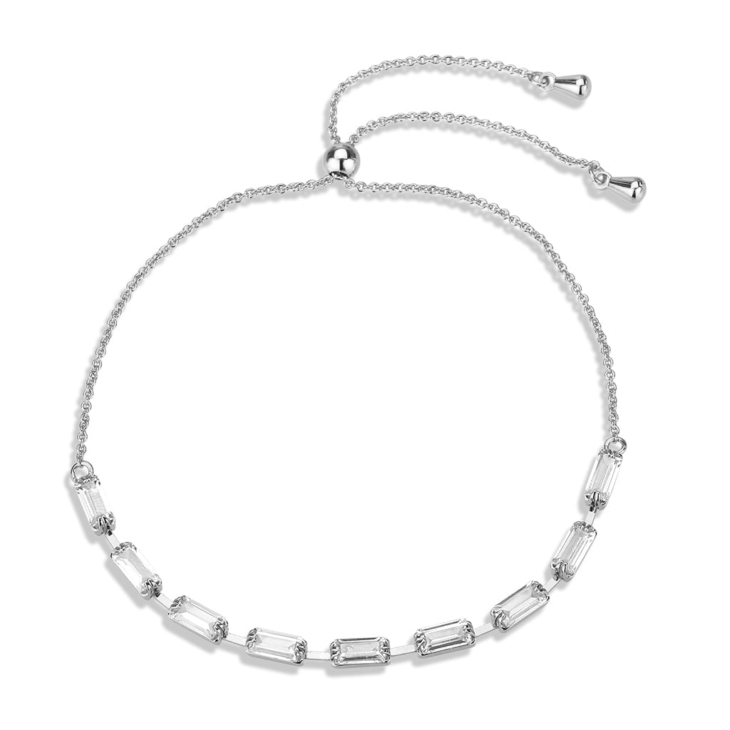 MA3W1655 - Rhodium Brass Bracelet with AAA Grade CZ in Clear