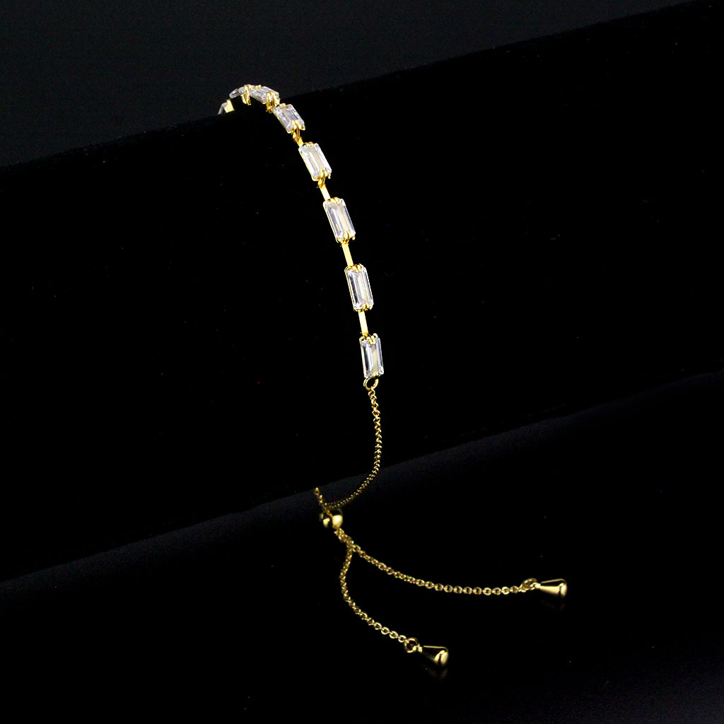 MA3W1656 - Gold Brass Bracelet with AAA Grade CZ in Clear