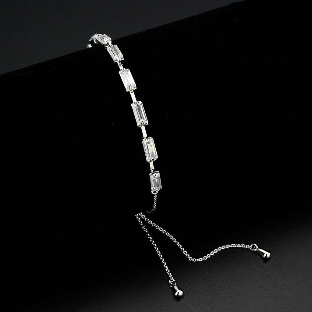 MA3W1658 - Rhodium Brass Bracelet with AAA Grade CZ in Clear