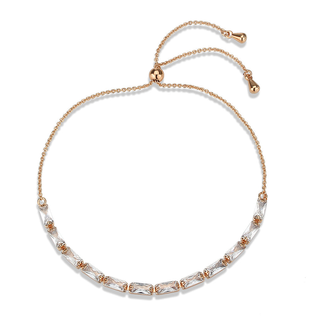 MA3W1663 - Rose Gold Brass Bracelet with AAA Grade CZ in Clear