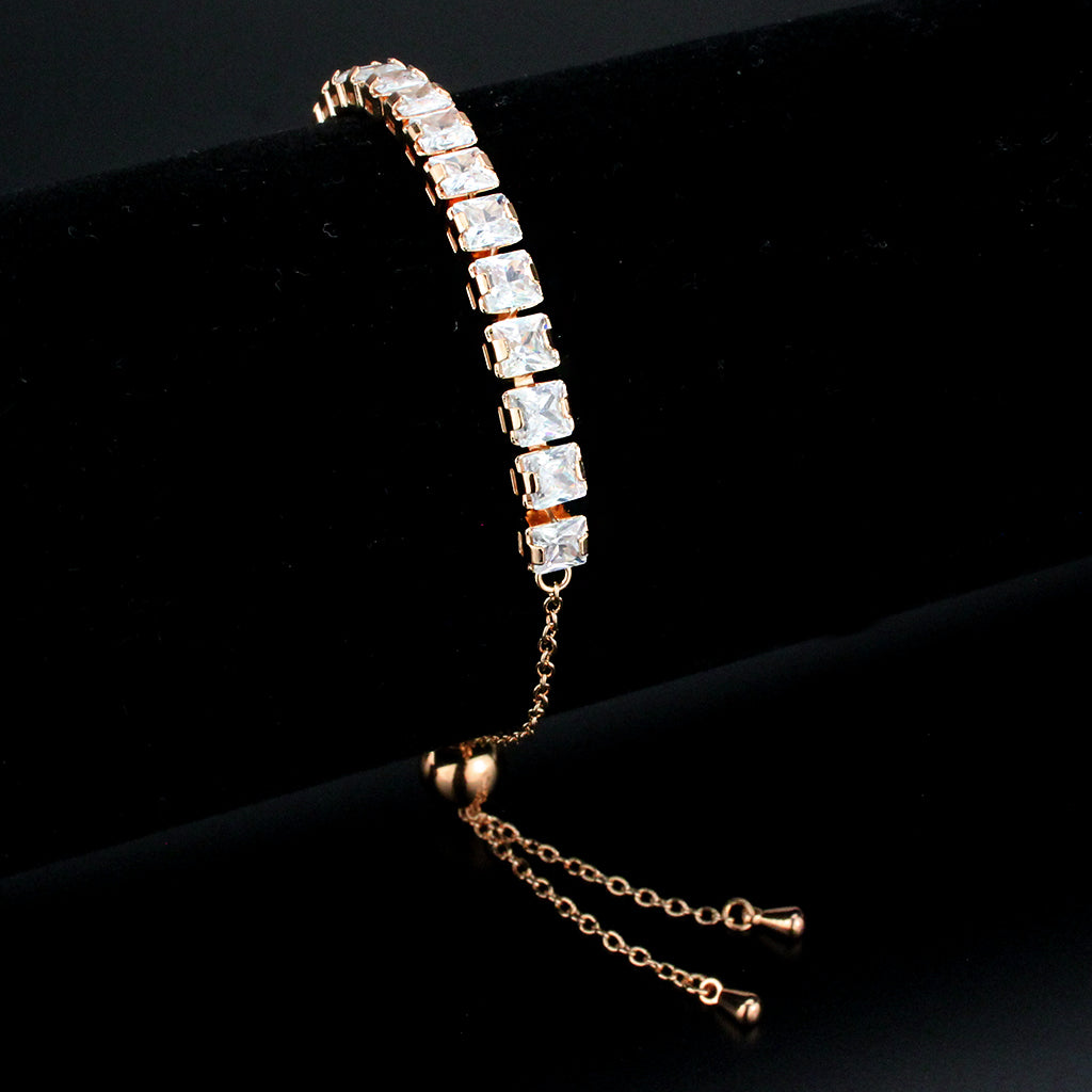 MA3W1672 - Rose Gold Brass Bracelet with AAA Grade CZ in Clear