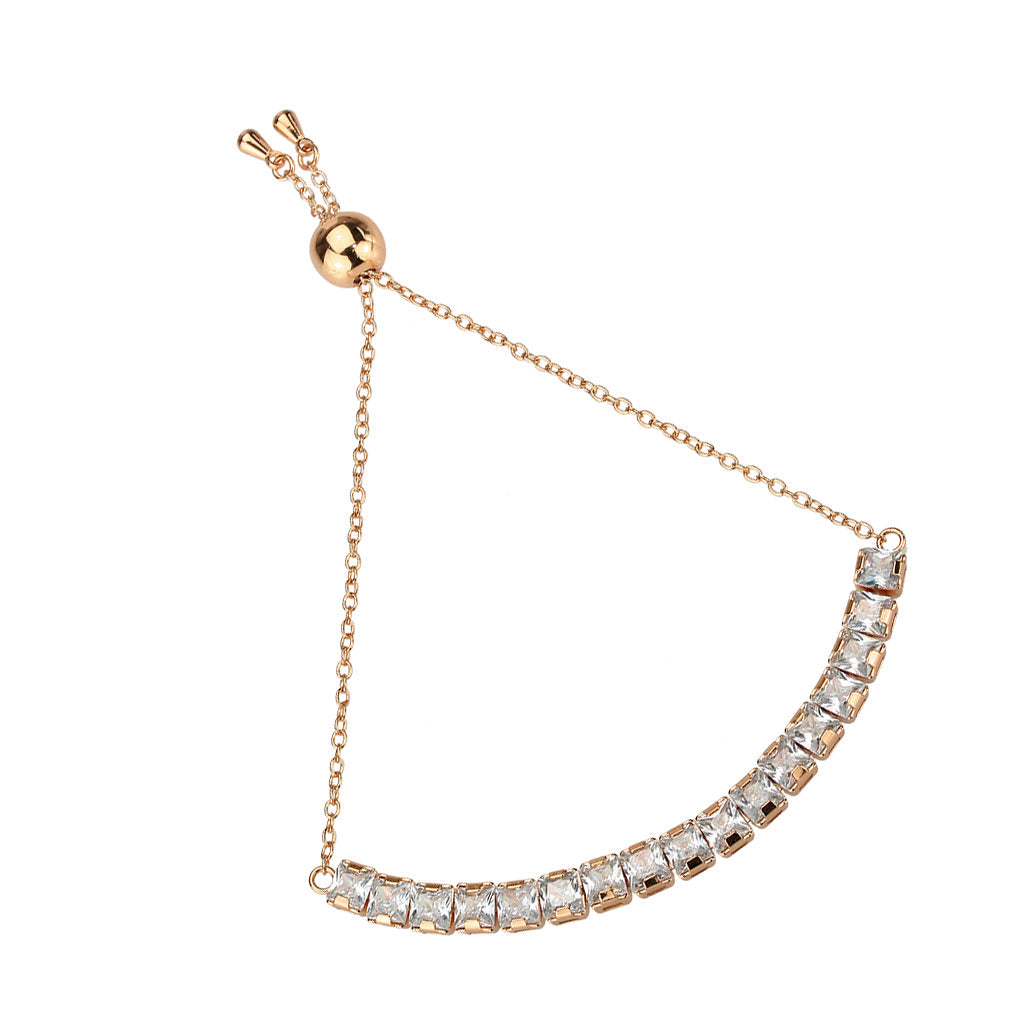 MA3W1672 - Rose Gold Brass Bracelet with AAA Grade CZ in Clear