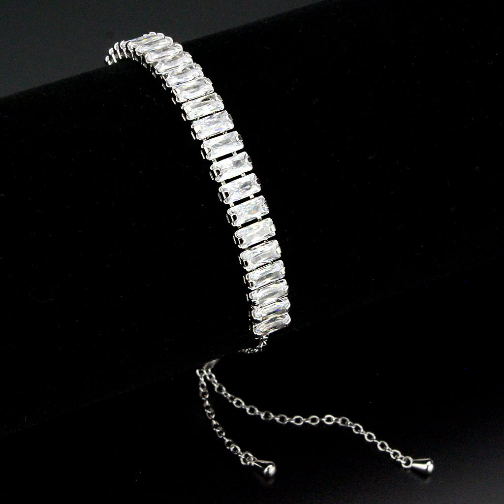 MA3W1676 - Rhodium Brass Bracelet with AAA Grade CZ in Clear