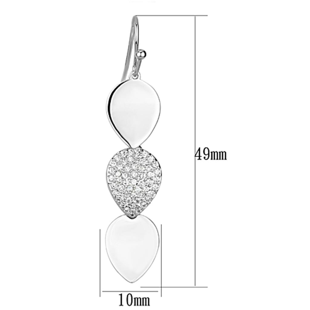 MA3W351 - Rhodium Brass Earrings with AAA Grade CZ in Clear