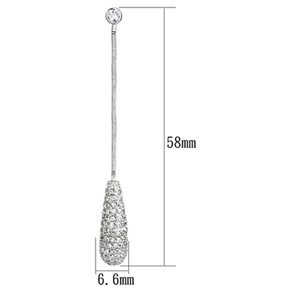 MA3W355 - Rhodium Brass Earrings with AAA Grade CZ in Clear