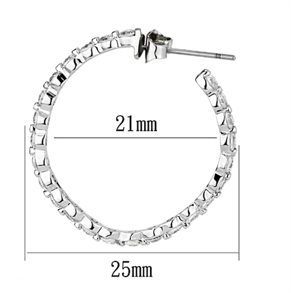MA3W370 - Rhodium Brass Earrings with AAA Grade CZ in Clear