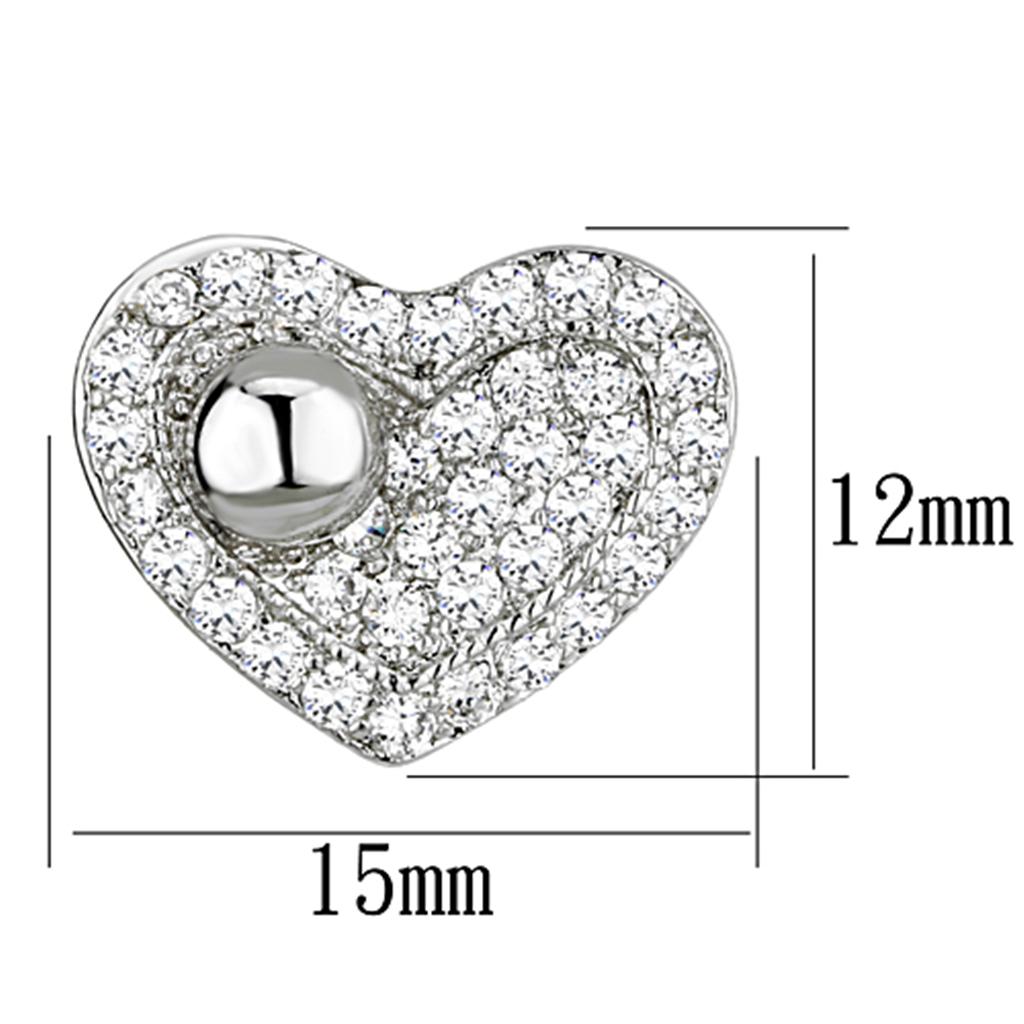 MA3W374 - Rhodium Brass Earrings with AAA Grade CZ in Clear