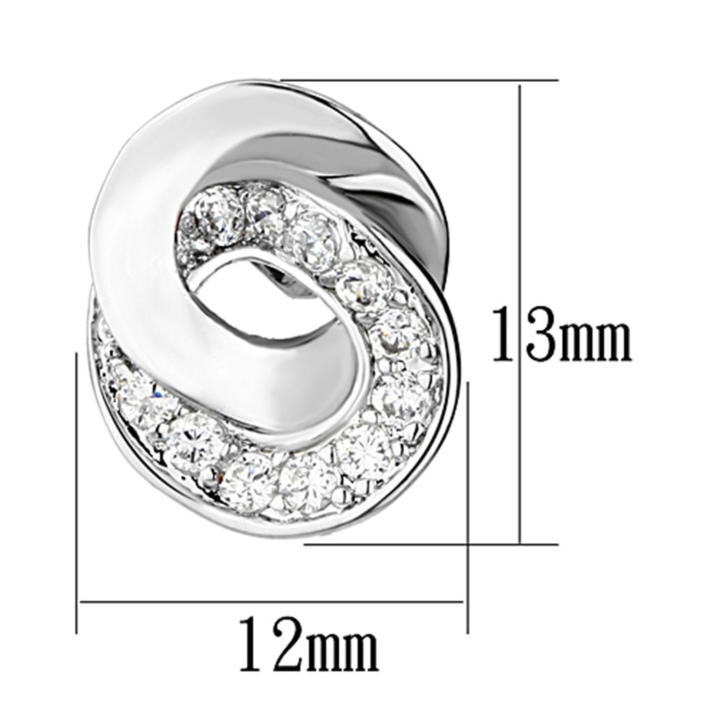 MA3W376 - Rhodium Brass Earrings with AAA Grade CZ in Clear