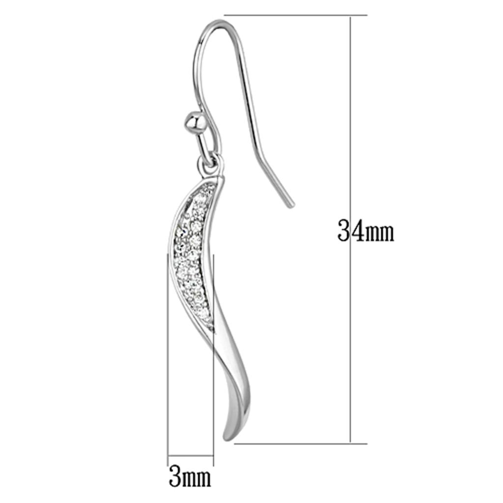 MA3W377 - Rhodium Brass Earrings with AAA Grade CZ in Clear
