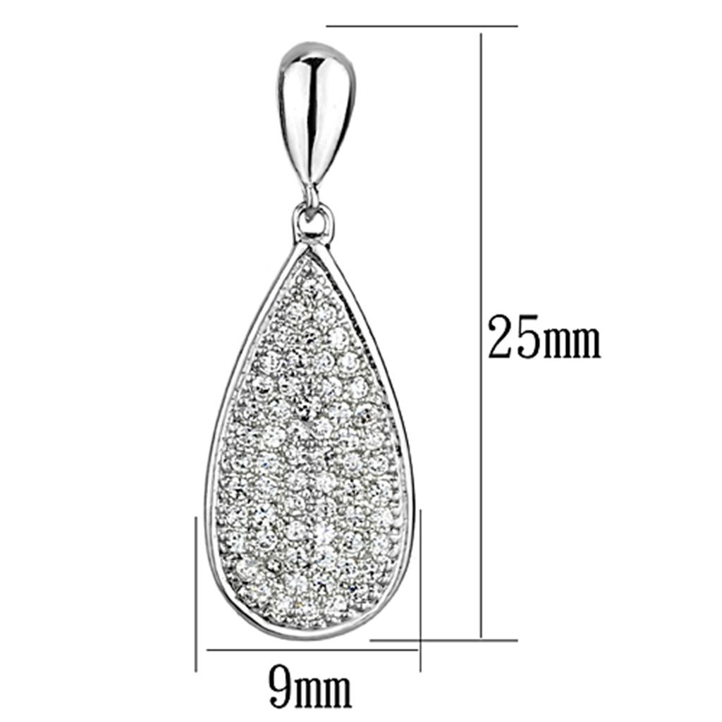 MA3W380 - Rhodium Brass Earrings with AAA Grade CZ in Clear
