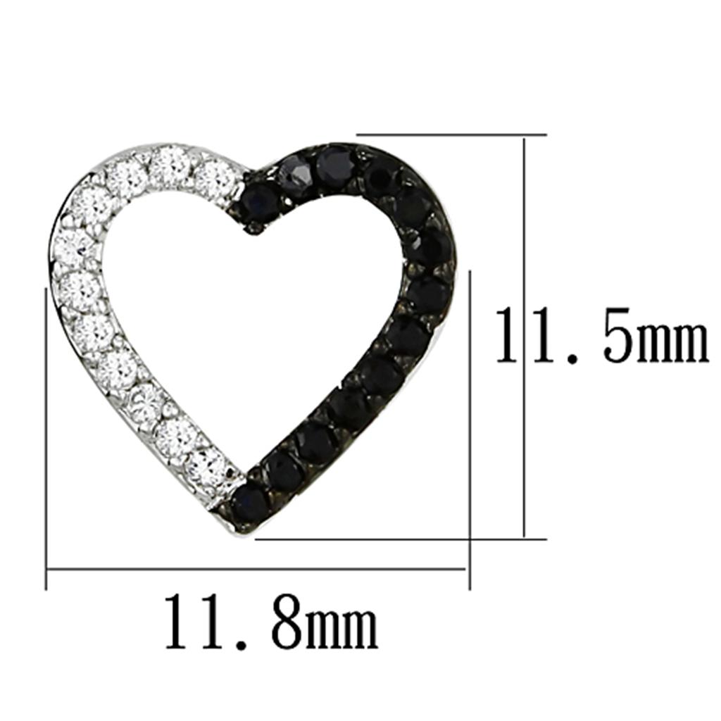 MA3W381 - Rhodium + Ruthenium Brass Earrings with AAA Grade CZ in Jet