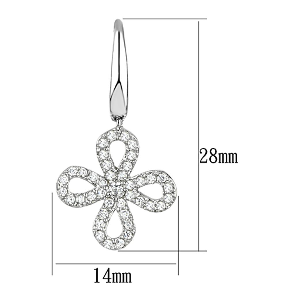 MA3W382 - Rhodium Brass Earrings with AAA Grade CZ in Clear
