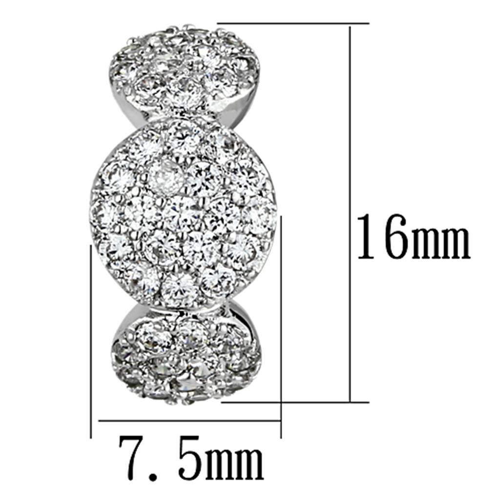 MA3W390 - Rhodium Brass Earrings with AAA Grade CZ in Clear