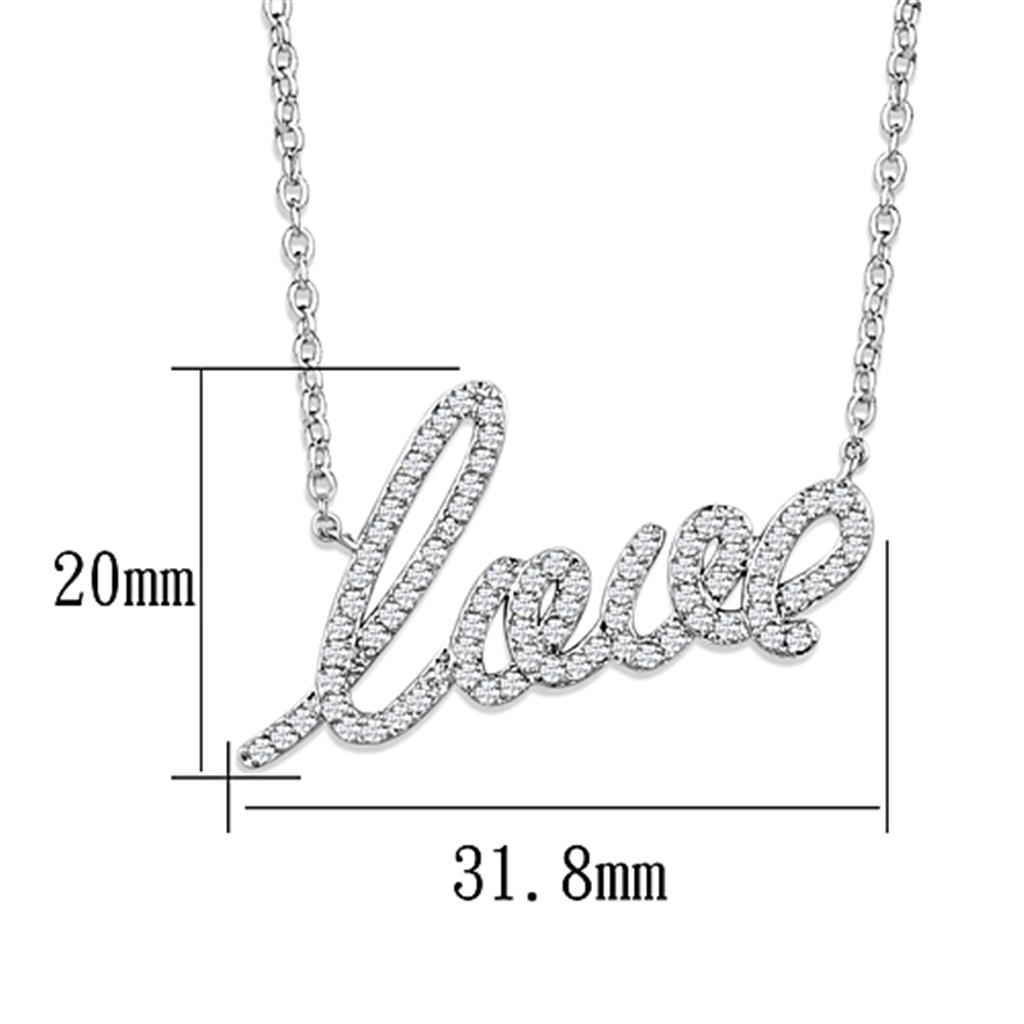 MA3W453 - Rhodium Brass Necklace with AAA Grade CZ in Clear