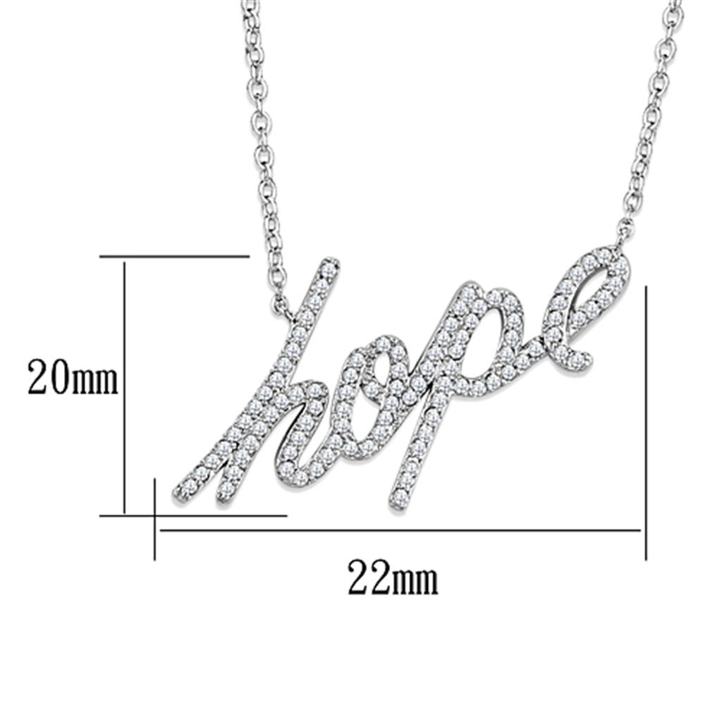 MA3W456 - Rhodium Brass Necklace with AAA Grade CZ in Clear