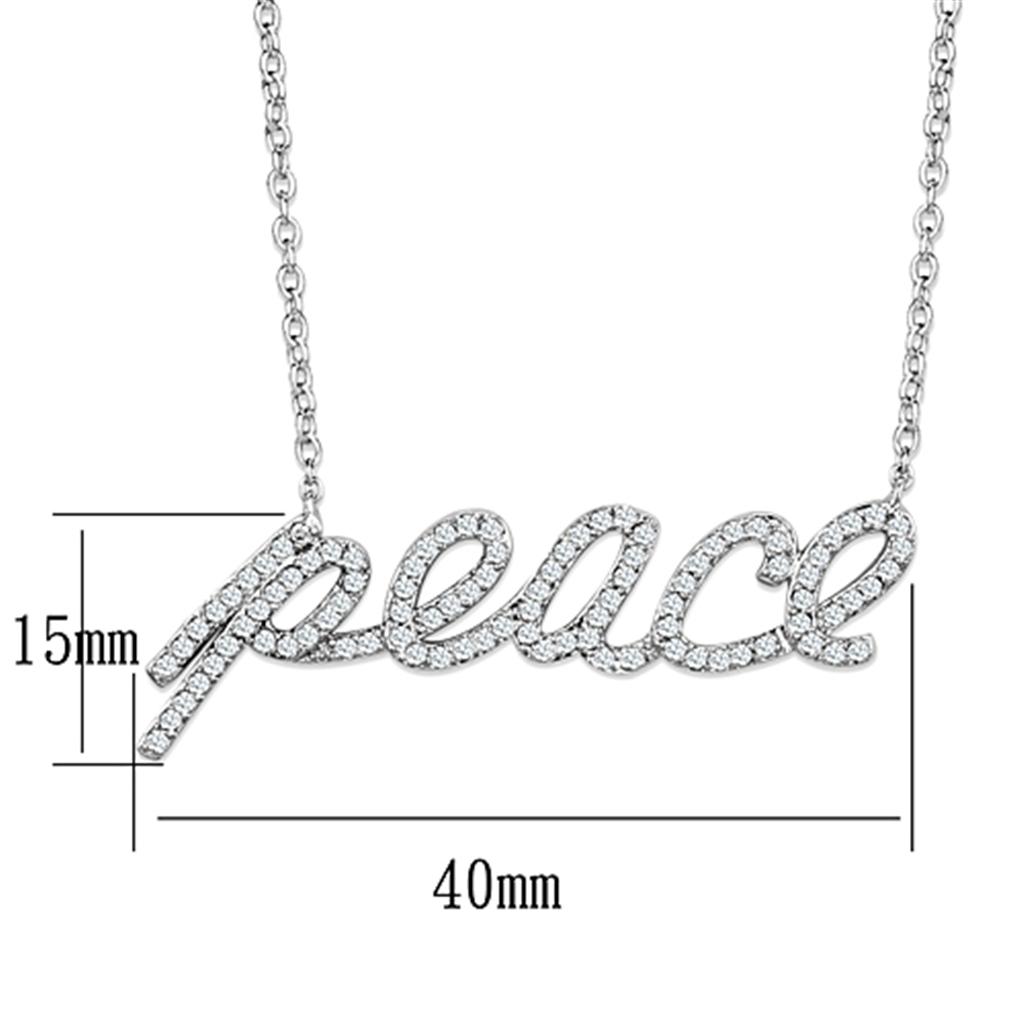 MA3W457 - Rhodium Brass Necklace with AAA Grade CZ in Clear