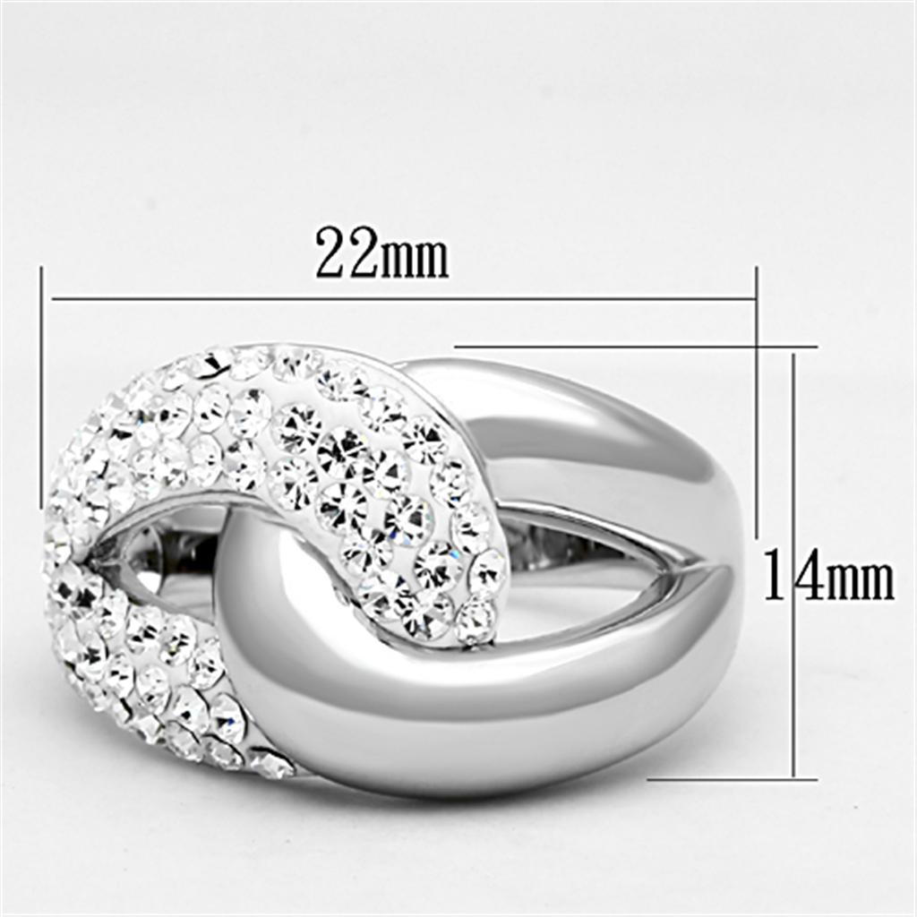 MA3W466 - Rhodium Brass Ring with Top Grade Crystal in Clear