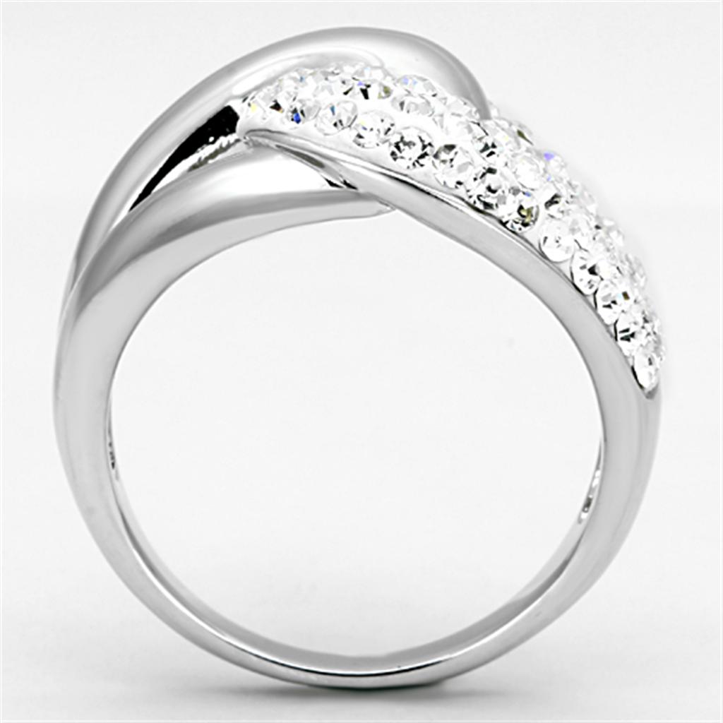 MA3W466 - Rhodium Brass Ring with Top Grade Crystal in Clear