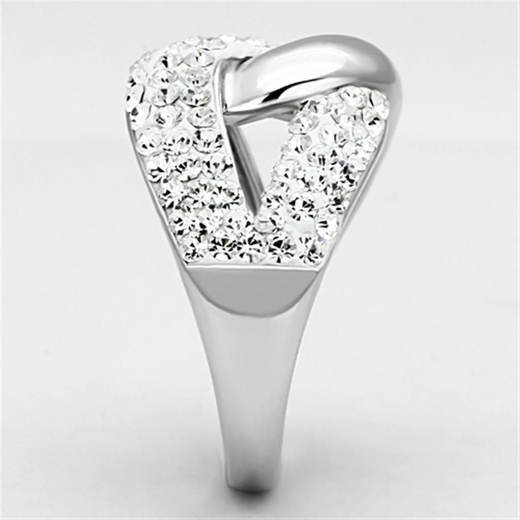 MA3W466 - Rhodium Brass Ring with Top Grade Crystal in Clear