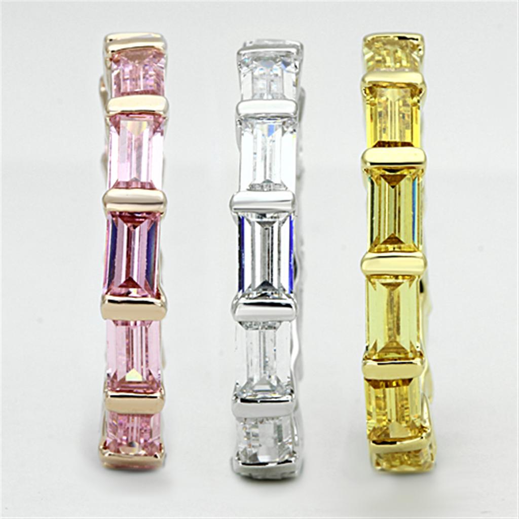 MA3W473 - Tricolor Brass Ring with AAA Grade CZ in Multi Color
