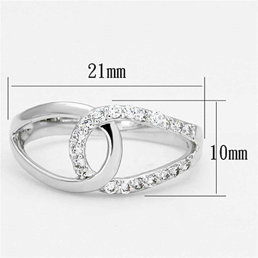 MA3W474 - Rhodium Brass Ring with AAA Grade CZ in Clear