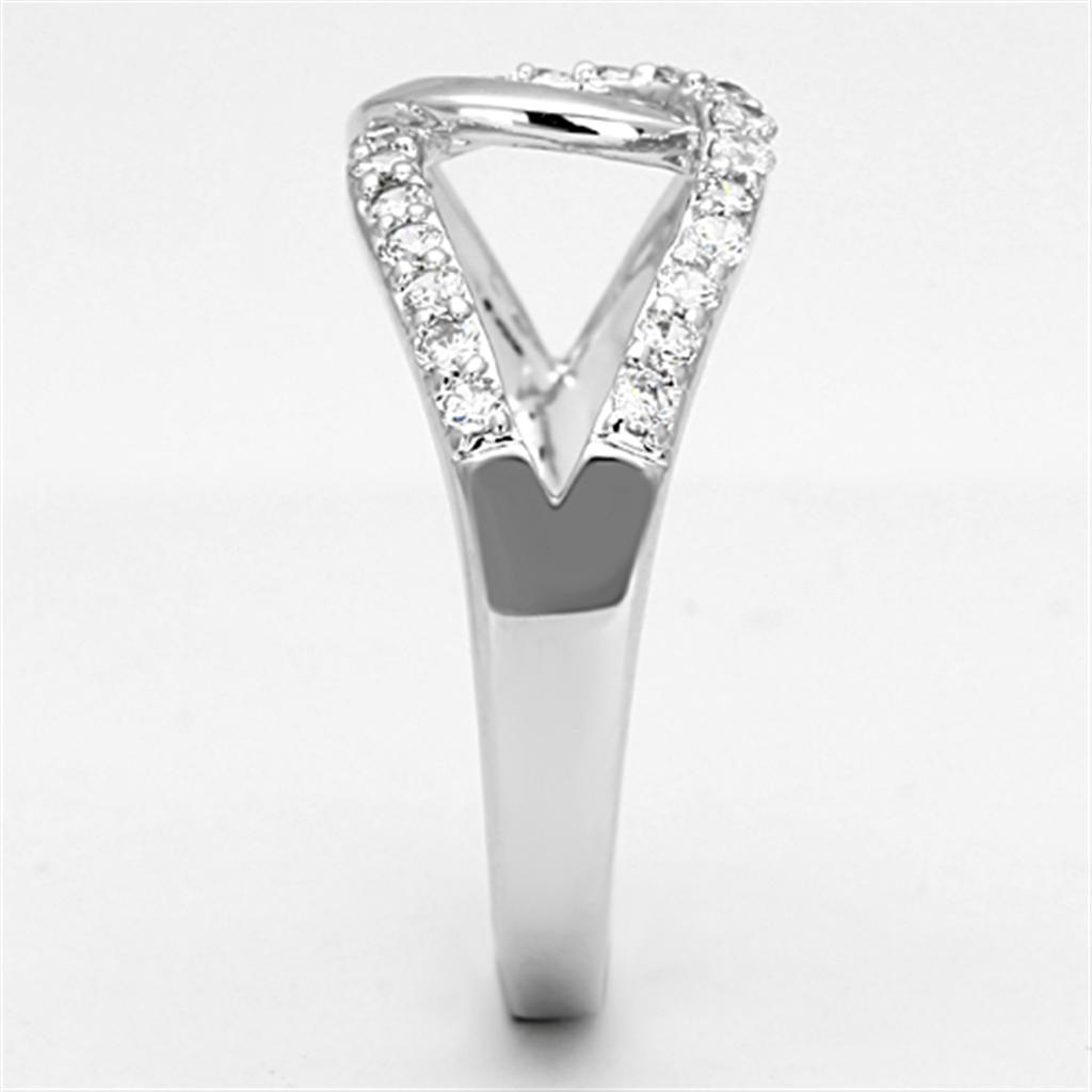 MA3W474 - Rhodium Brass Ring with AAA Grade CZ in Clear