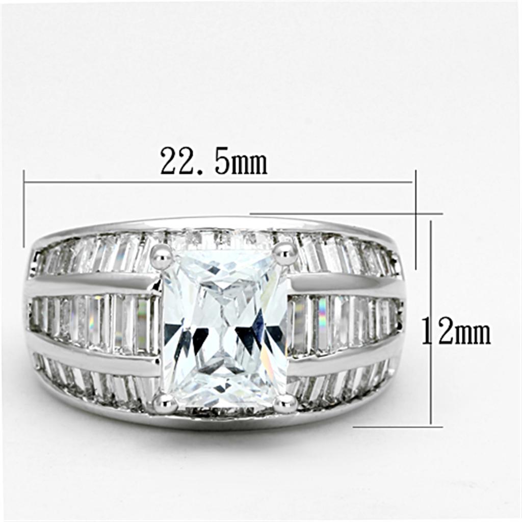 MA3W475 - Rhodium Brass Ring with AAA Grade CZ in Clear