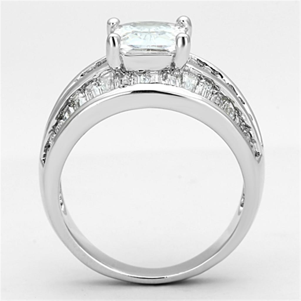 MA3W475 - Rhodium Brass Ring with AAA Grade CZ in Clear