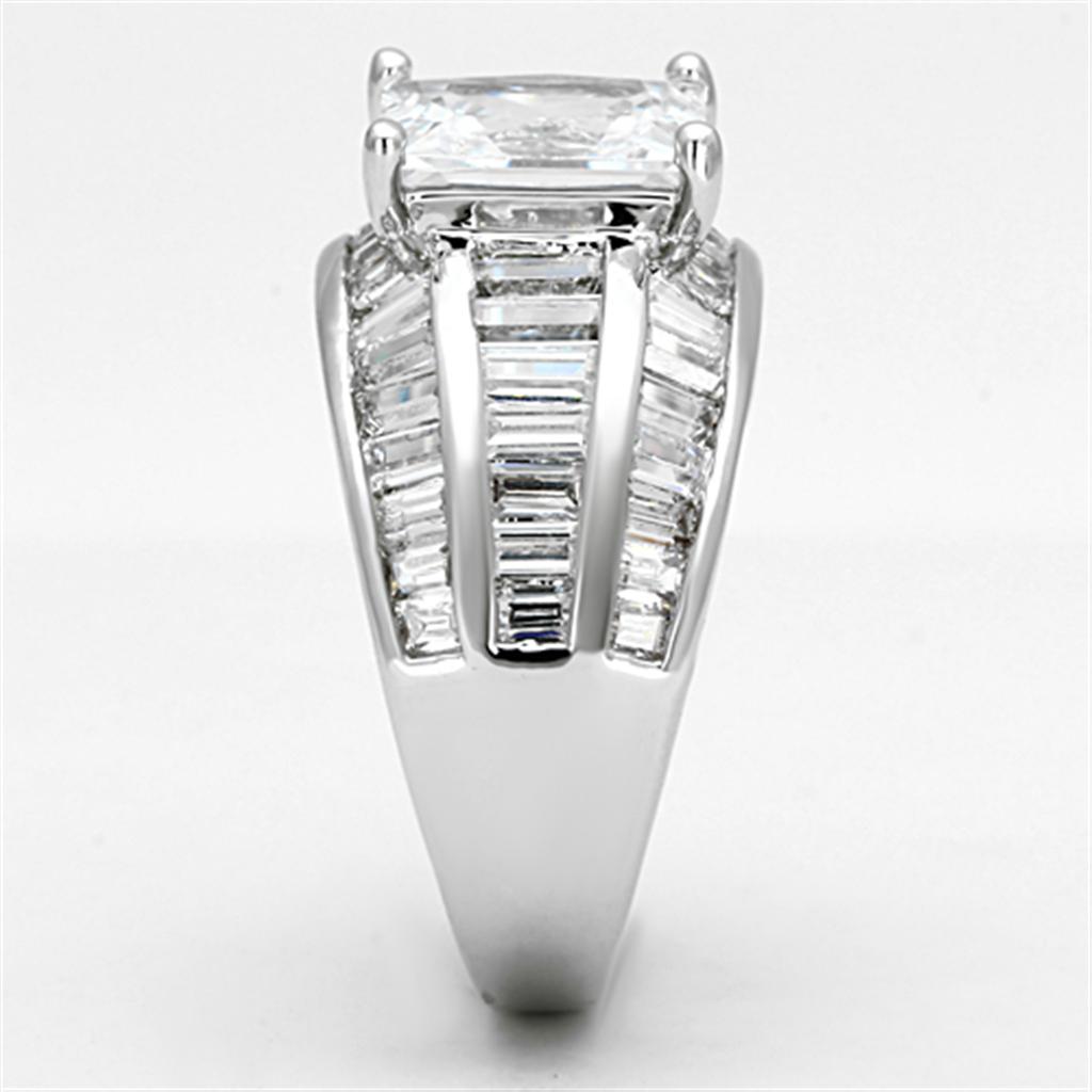 MA3W475 - Rhodium Brass Ring with AAA Grade CZ in Clear